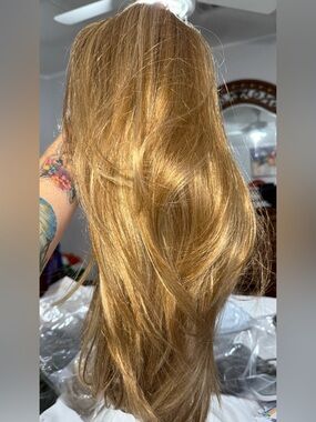 Fall 3/4 hair extension cap wig in honey blonde with highlights